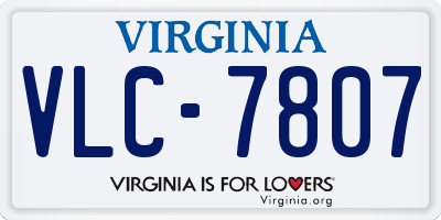 VA license plate VLC7807