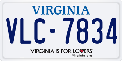 VA license plate VLC7834