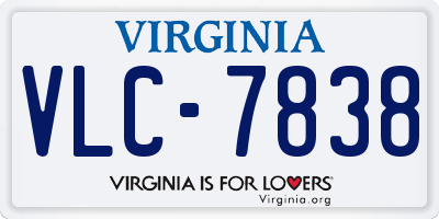 VA license plate VLC7838
