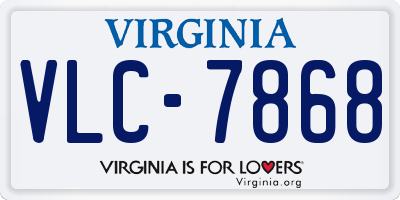 VA license plate VLC7868