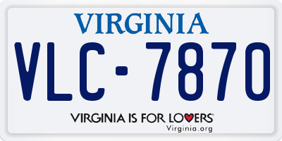VA license plate VLC7870