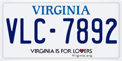VA license plate VLC7892