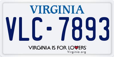 VA license plate VLC7893