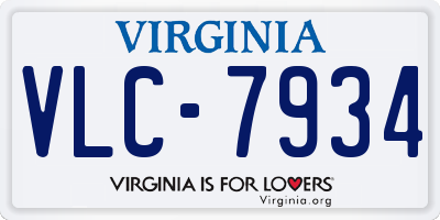 VA license plate VLC7934
