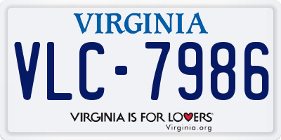 VA license plate VLC7986
