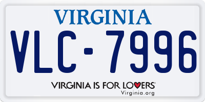 VA license plate VLC7996