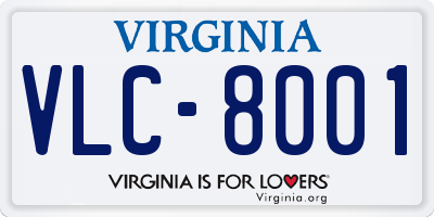 VA license plate VLC8001