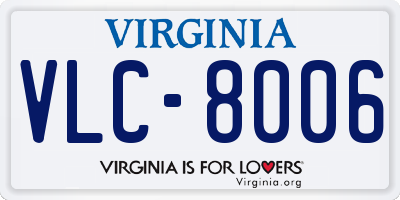 VA license plate VLC8006