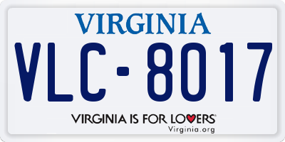 VA license plate VLC8017