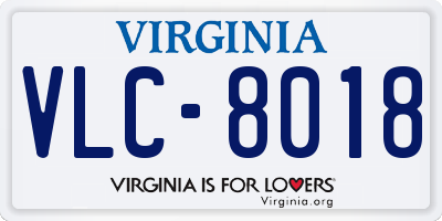 VA license plate VLC8018