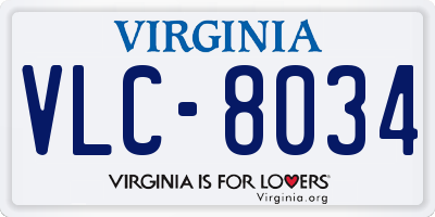 VA license plate VLC8034