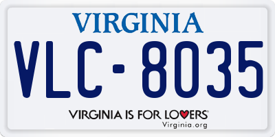 VA license plate VLC8035