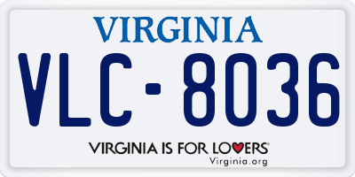 VA license plate VLC8036