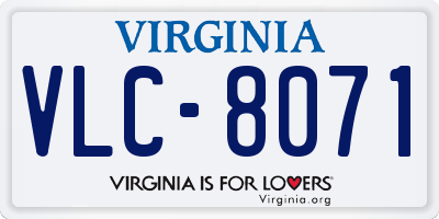 VA license plate VLC8071