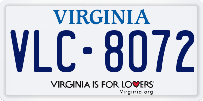 VA license plate VLC8072