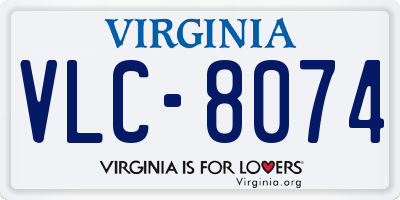 VA license plate VLC8074