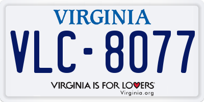 VA license plate VLC8077