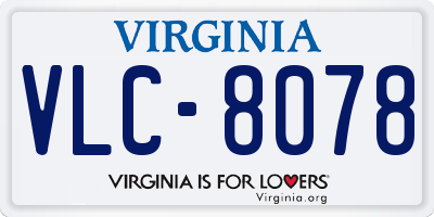 VA license plate VLC8078