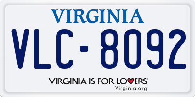 VA license plate VLC8092