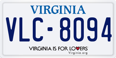 VA license plate VLC8094