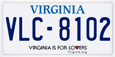 VA license plate VLC8102