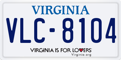 VA license plate VLC8104