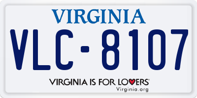 VA license plate VLC8107
