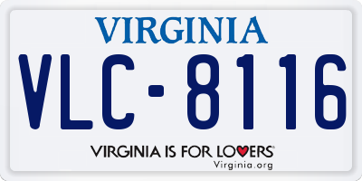 VA license plate VLC8116