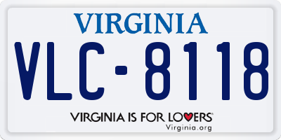 VA license plate VLC8118