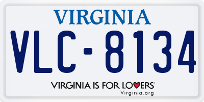VA license plate VLC8134