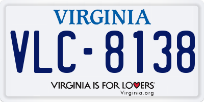 VA license plate VLC8138