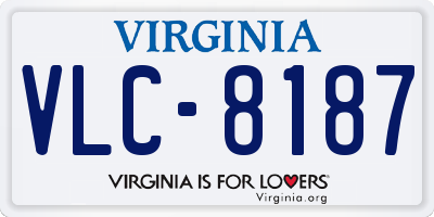 VA license plate VLC8187