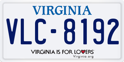 VA license plate VLC8192