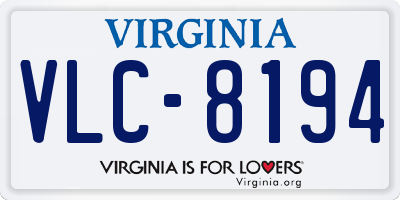 VA license plate VLC8194