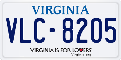 VA license plate VLC8205