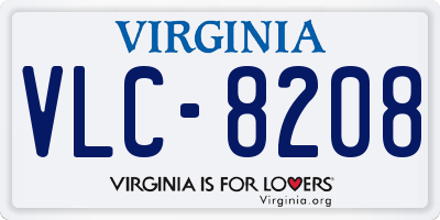 VA license plate VLC8208