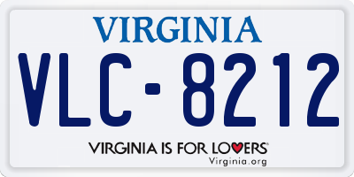 VA license plate VLC8212
