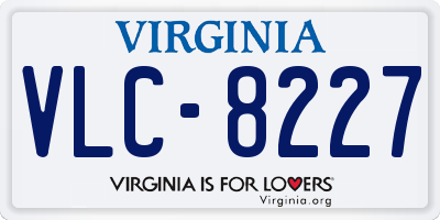 VA license plate VLC8227