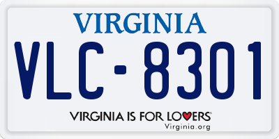 VA license plate VLC8301