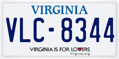 VA license plate VLC8344