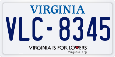 VA license plate VLC8345