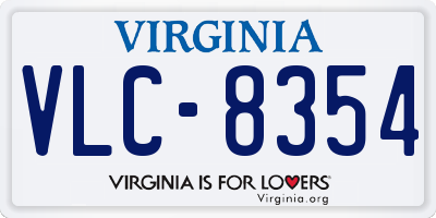 VA license plate VLC8354