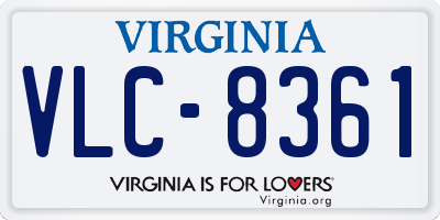 VA license plate VLC8361