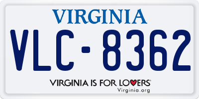 VA license plate VLC8362