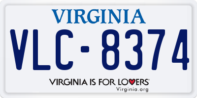 VA license plate VLC8374