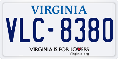 VA license plate VLC8380