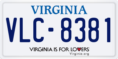 VA license plate VLC8381