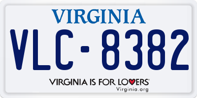 VA license plate VLC8382