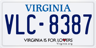 VA license plate VLC8387