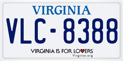 VA license plate VLC8388